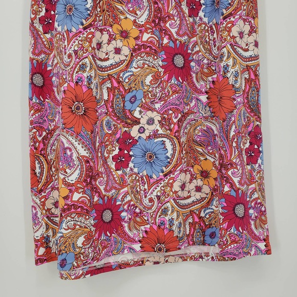 Talbots Island Floral Paisley Dress XL Knot Tie Catalina Cloth Short Sleeve Pink - Picture 13 of 13